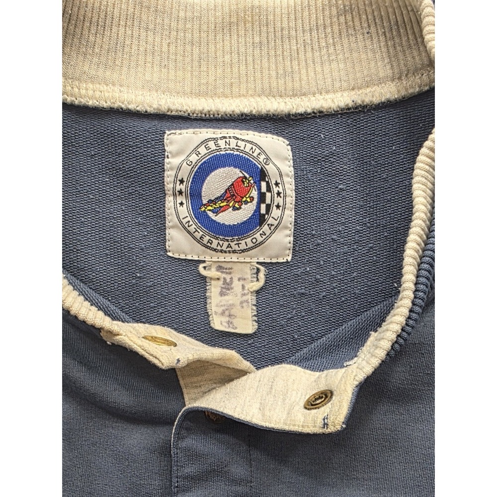 Greenline International Vintage Men's Blue & Gray 3 Button Golf Shirt. Size L - Picture 8 of 8